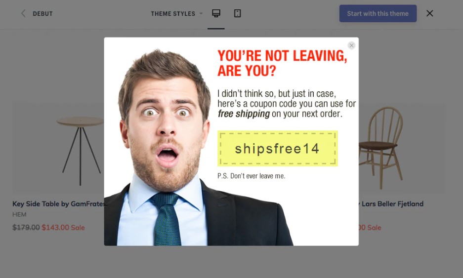 growth hacking for ecommerce exit intent popup