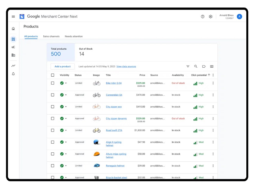 google merchant center next