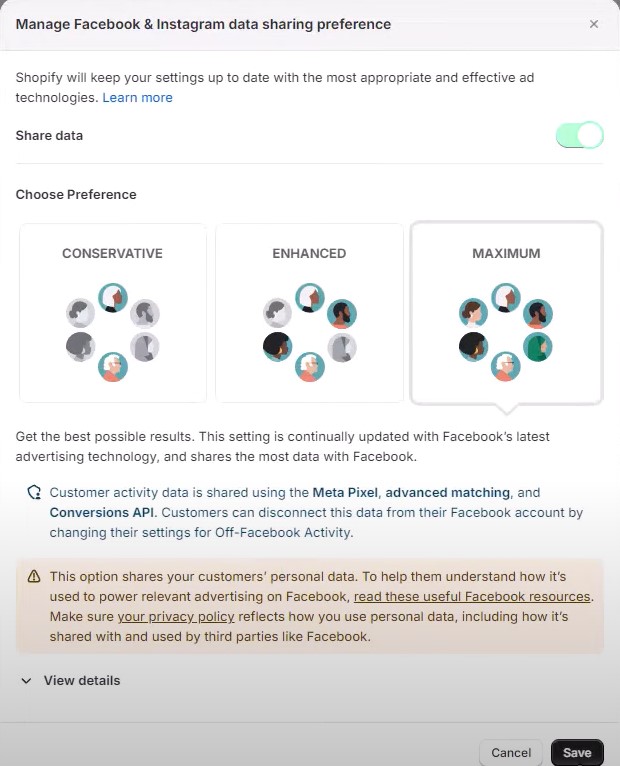 meta pixel data sharing