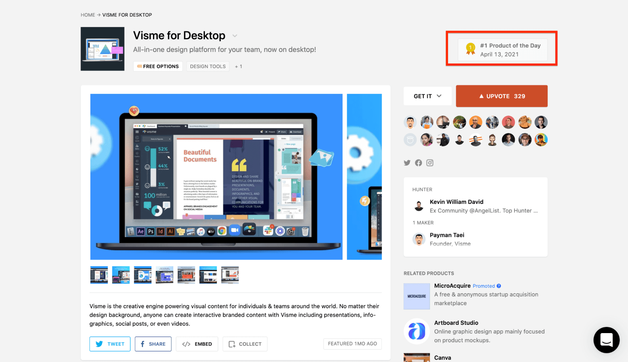 Visme for Desktop Product Hunt Launch