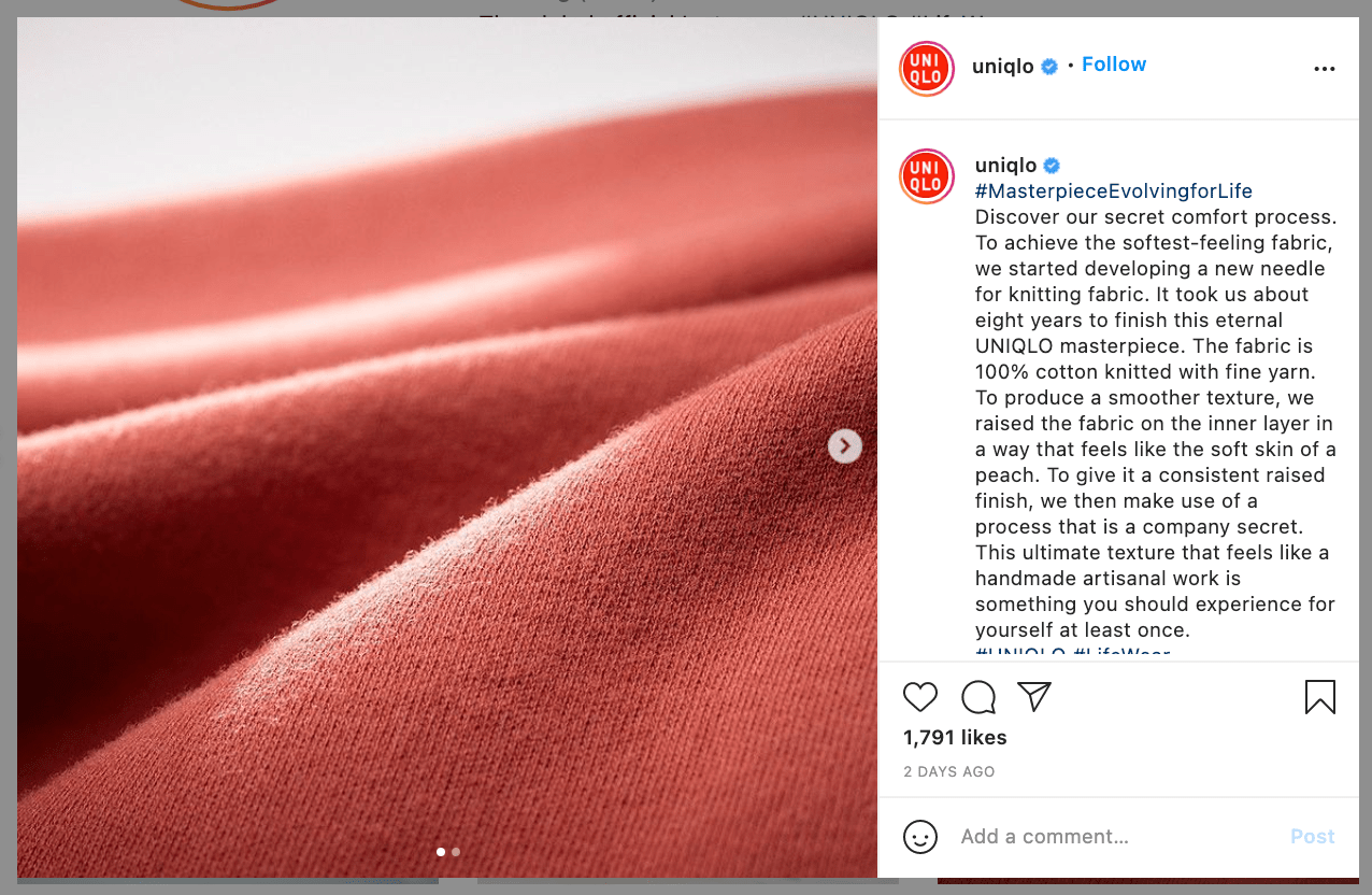 Uniqlo Instagram Post Differentiate from Competition