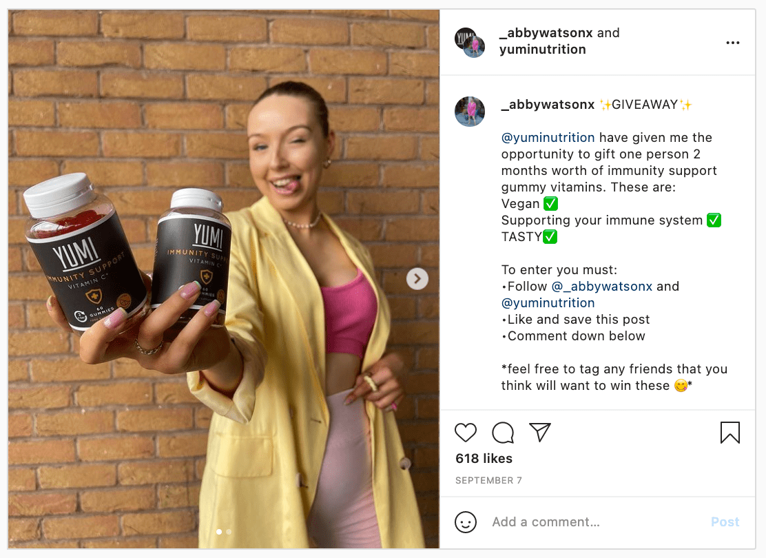 Yumi Nutrition Instagram giveaway