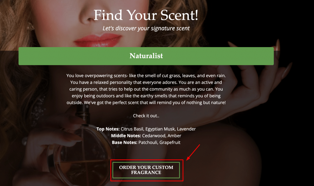 Scent Quiz Result-min interactive marketing example