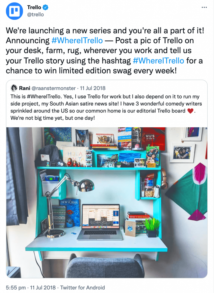 Trello Hashtag Campaign product virality example