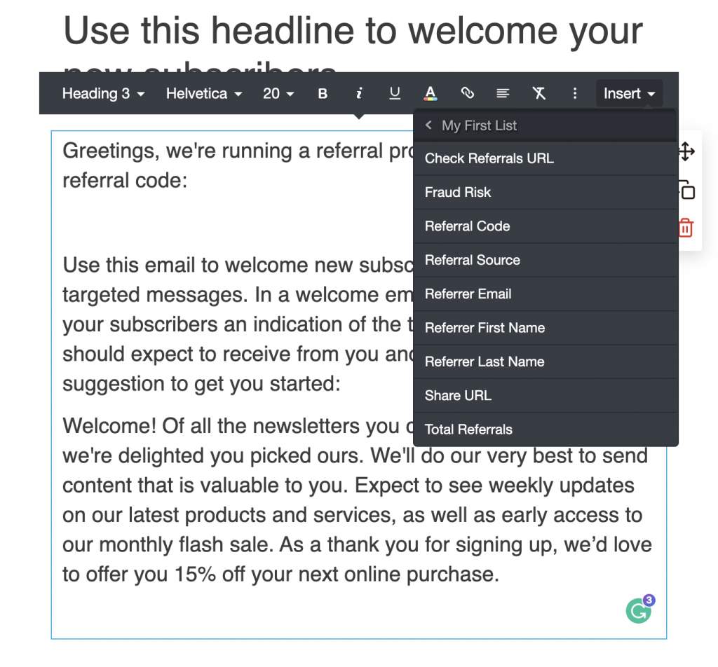 Campaign Monitor Viral Loops integration merge tags