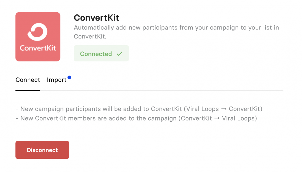 ConvertKit Viral Loops two way integration