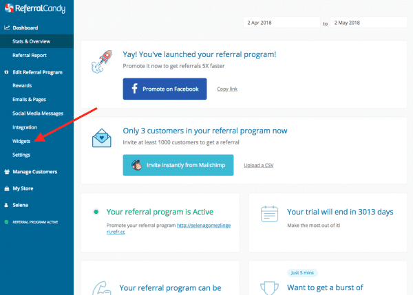 A screenshot of the ReferralCandy product.
