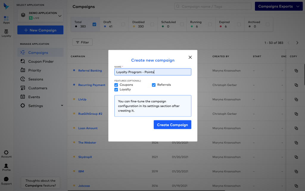 A screenshot of the Talon.One product.