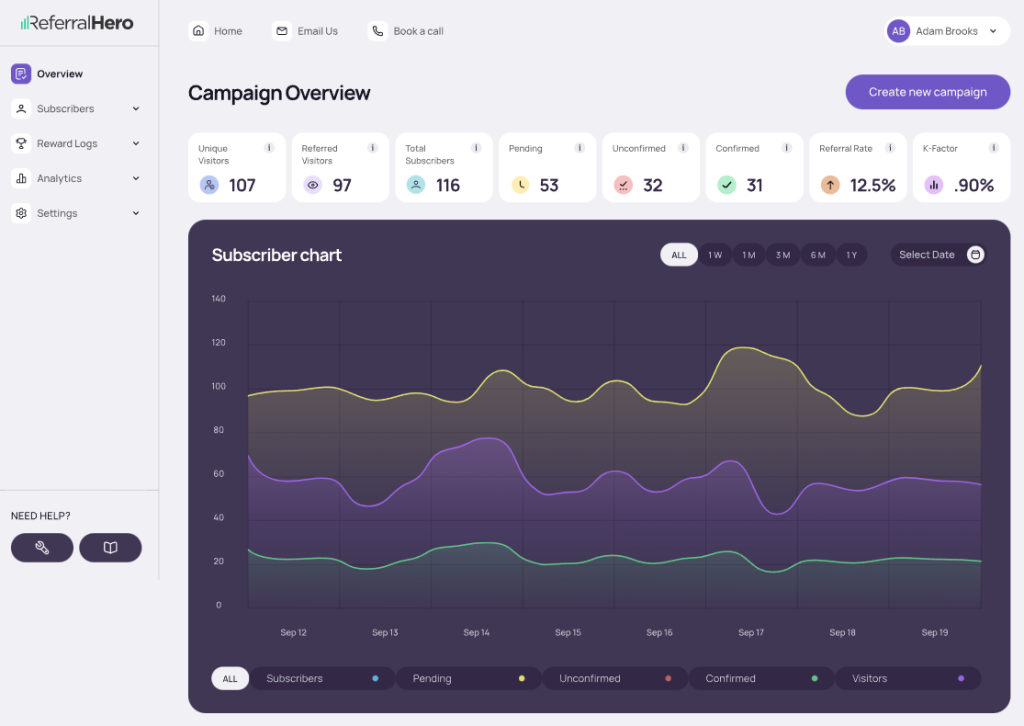 A screenshot of the ReferralHero product.
