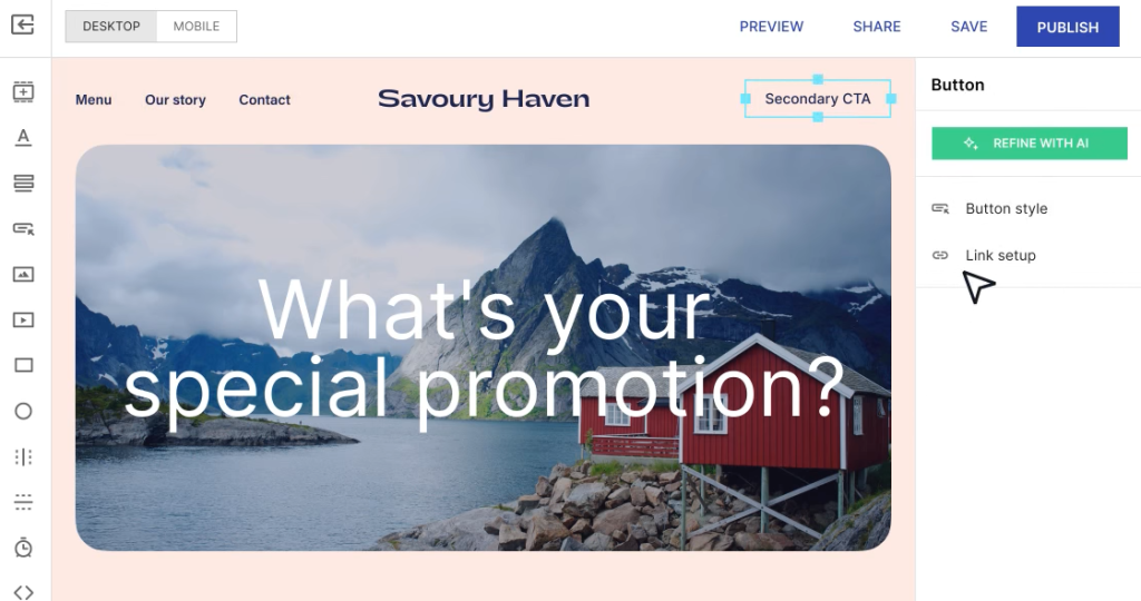 A screenshot of the Instapage product.