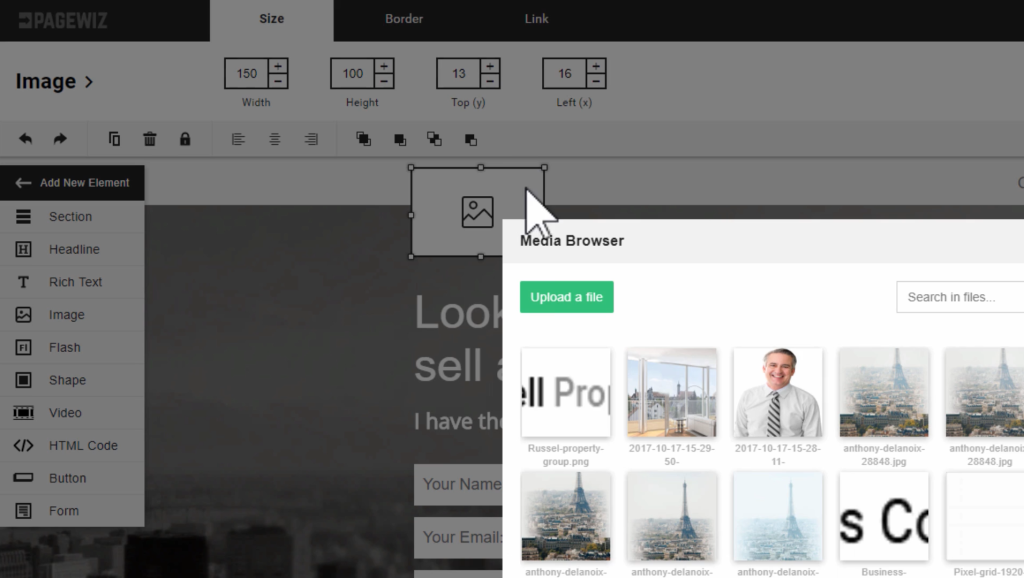 A screenshot of the Pagewiz product.