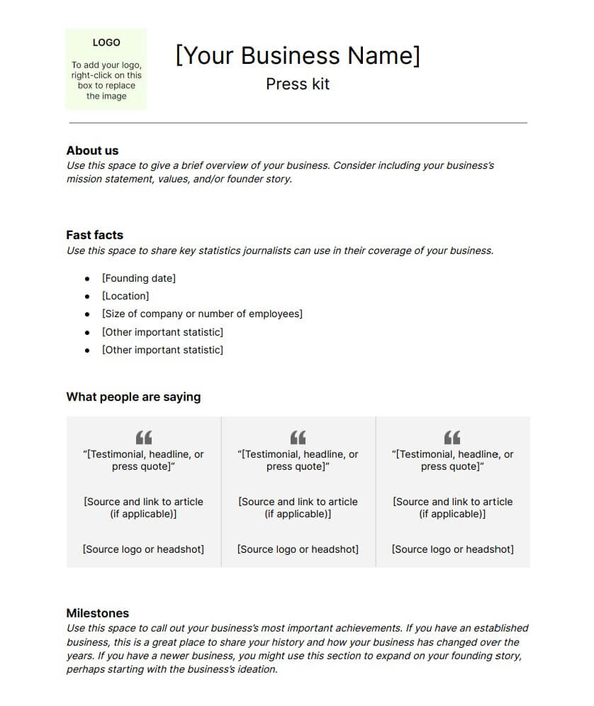 prelaunch press kit