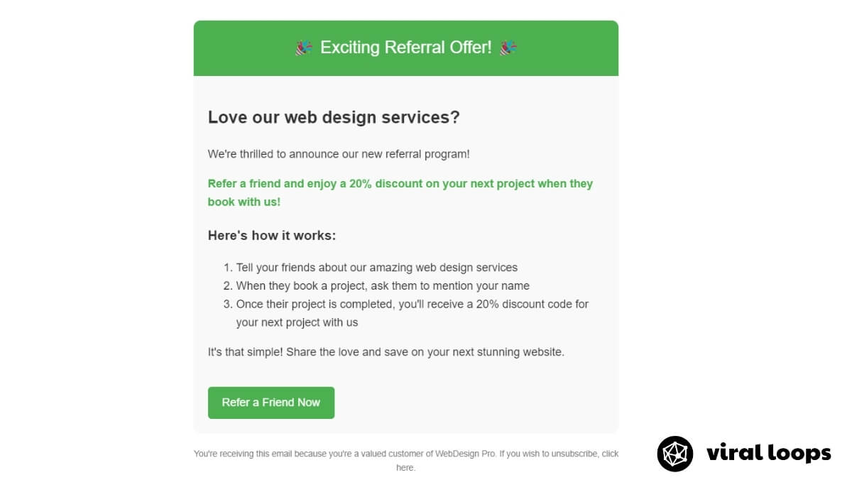 Web Design Email Referral Program