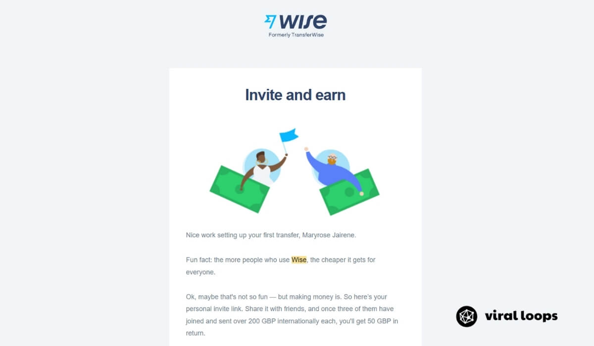 wise email referral program