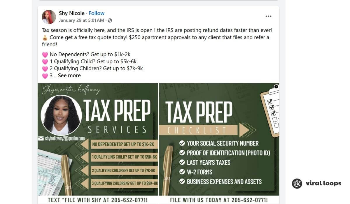 tax services referral program promotion