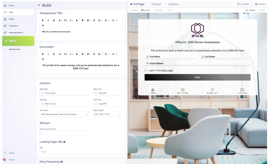 A screenshot of the ViralSweep product.