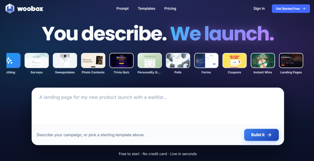 A screenshot of the Woobox product.
