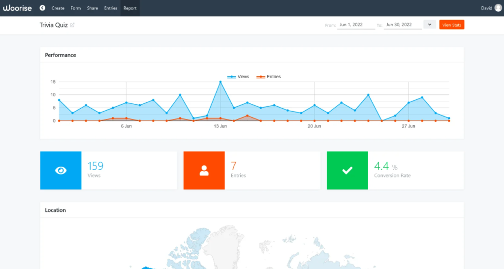 A screenshot of the Woorise product.