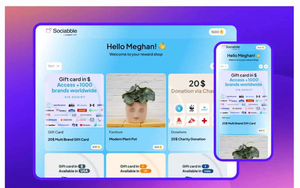 A screenshot of the Sociabble product.