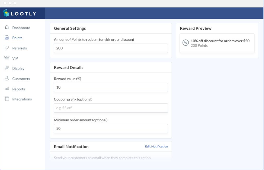 A screenshot of the Lootly product

