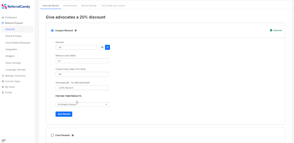 A screenshot of the ReferralCandy product
