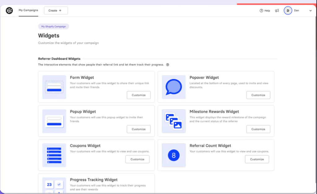 A screenshot of the Viral Loops product