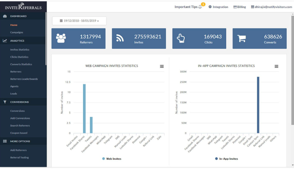 A screenshot of the InviteReferrals product
